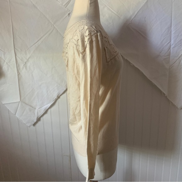 Celyn B. Elisabetta Franchi Ivory Lace Cut Outs Sweater IT 40 US 6 Sz Sm - Picture 9 of 13
